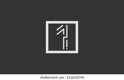 Bold number 1 with square outside - Initial vector design - Premium Icon, Logo vector