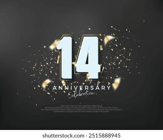 Bold number 14th. premium design for 14th anniversary celebration. Premium vector for poster, banner, celebration greeting.