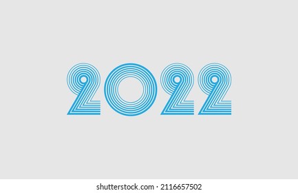 Bold number 2022 in BLUE letters - Initial vector design - Premium Icon, Logo vector