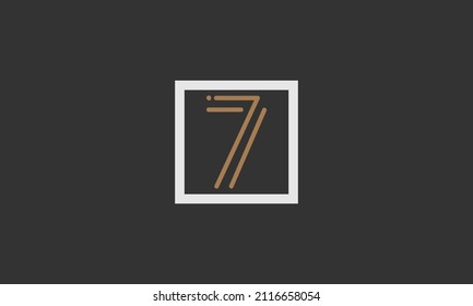 Negrita número 7 con cuadrado exterior - Diseño vector inicial - Icono premium, vector de logotipo