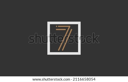 Bold number 7 with square outside - Initial vector design - Premium Icon, Logo vector