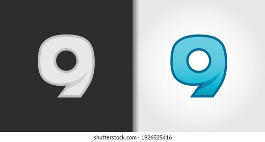 bold number 9 logo set idea template vector