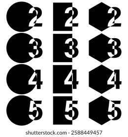 Bold number icon. Geometric shape symbol. Abstract numeric design. Vector black contrast.