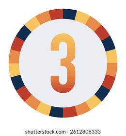 Bold number “3” in Orange Gradient on a Light Gray Background, Surrounded by a Multicolored Circular Frame