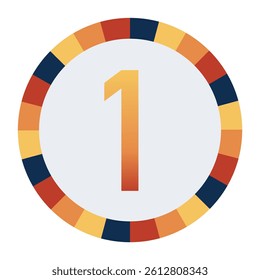 Bold number “1” in Orange Gradient on a Light Gray Background, Surrounded by a Multicolored Circular Frame