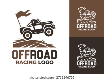 Un atrevido logotipo de carreras offroad construido para eventos de carreras, equipos de automovilismo y marcas de estilo de vida automotriz con una estética dinámica resistente.