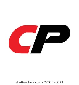 Projeto vetorial em negrito da letra OP. Monograma Dinâmico para Esporte, Automotivo, Tech Branding. Símbolo Inicial Vermelho e Preto Moderno.