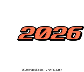 Efecto de texto naranja 2026 con contorno negro