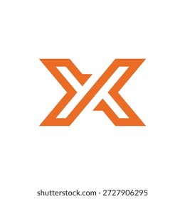 Fett orangefarbenes, abstraktes X-Logo, das Innovation und Vorwärtsbewegung repräsentiert, ideal für Tech-Startups und Kreativagenturen