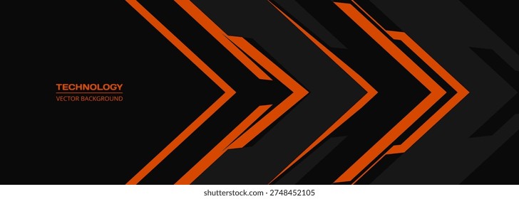 Bold orange chevrons on black, dynamic diagonal lines suggesting speed and forward motion, angular geometry with glossy accents, subtle shadows and layered depth, ideal for technology branding