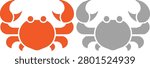 Bold orange crab vector illustration and textured black and gray crab design, perfect for seafood themes, ocean life illustration, or aquatic nature concepts.
