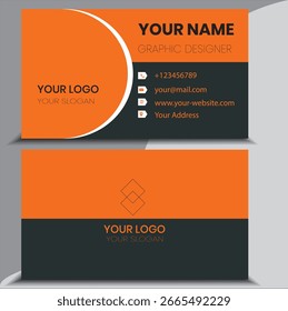 Plantilla de diseño de tarjeta de visita con acento de círculo naranja y gris