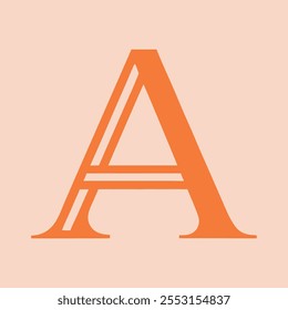 Bold Orange Letter "A" on a Peach Background - Minimalist Design.