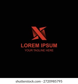 Logotipo de letra N naranja con efecto de doblez de papel 3D sobre fondo negro.