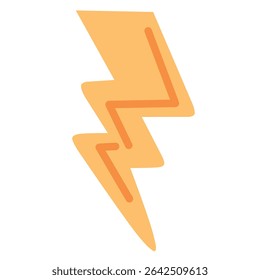 Bold orange lightning bolt icon in abstract shape. Strong and dramatic for electrical energy, storm alerts, flash icons, high voltage warnings, or dynamic weather and tech visuals.
