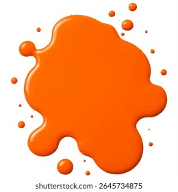 Bold orange paint splash on a white background, featuring dynamic drips and splatters. Ideal for abstract art, creative designs, or vibrant projects.