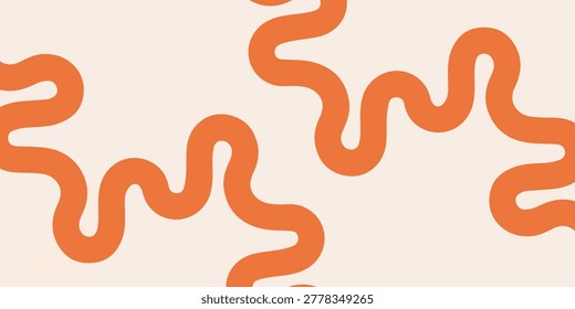Bold orange squiggly lines create an abstract graphic pattern