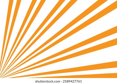 Bold Orange Sunburst Radiating Diagonal Lines from the Lower Left Corner on a Crisp White Background, Creating a Vibrant and Energetic Graphic Design Aesthetic