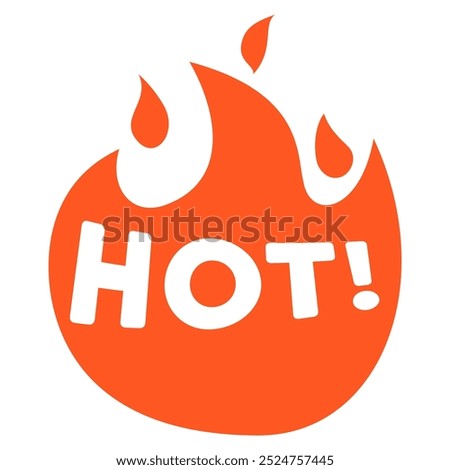 A bold orange symbol displaying flames and the word HOT in white text, indicating heat or spiciness. Ideal for digital graphics, marketing materials, food packaging, culinary presentations, and