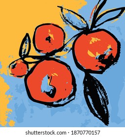 Bold oranges bright graphic leaves picked vector illustration