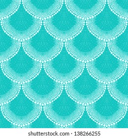 Bold ornament in art deco style in tropical aqua blue colors. Texture for web, print, wallpaper, decals, spring summer fashion fabric, textile design, background for invitation card or holiday decor