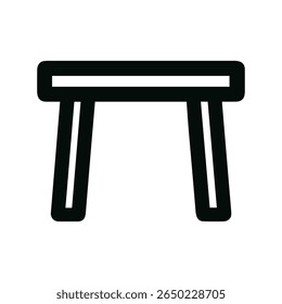 Bold Outline Minimalist Stool Table Furniture Line Art Icon