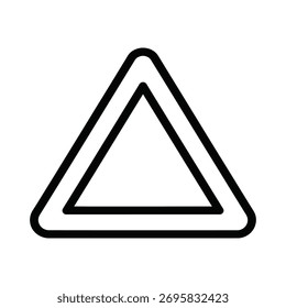 A bold outline of a triangle within another triangle creates a striking warning symbol, perfect for indicating caution or abstract geometric design elements.