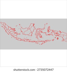 Bold outline vector map of Indonesia featuring clean thick lines and accurate archipelago shape. High-resolution editable EPS file suitable