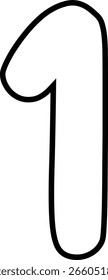 A bold outlined number one icon with smooth curves and clean black stroke for educational and design use.