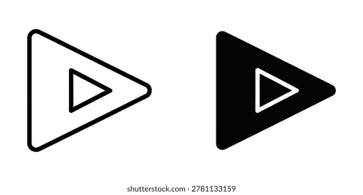 Bold and outlined play icons represent media playback and forward progression. Minimalist vector style, ideal for web design, app interfaces, or digital content platforms.