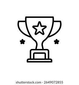 Bold outlined trophy with a star design sits on a base, accompanied by smaller star accents, offering a minimalist design ideal for award and achievement-themed visuals.
