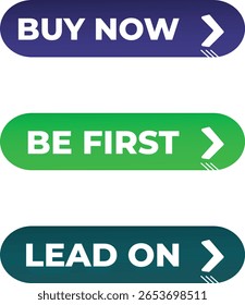Botões de ação oval e arrojado Definidos - "Compre agora", "Seja o primeiro", "Comece agora".