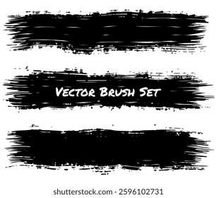 Bold Paint Brush Strokes Set. Hand Drawn Grunge Lines Marker Paint Black Ink Lines. Underline or Highlight Marker Texture. Vector Illustration.