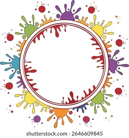 Bold paint splash border design with layered drips and dynamic spread effect ideal for energetic poster layouts colorful backgrounds and creative design accents