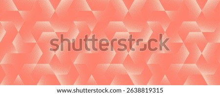 Bold pattern of interlaced hex shapes and overlay lines rendered in stipple grain. Coral hue creates warmth. Great for web headers, editorial spreads or wide creative compositions. Panoramic wallpaper