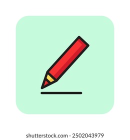 Bold pencil line icon. School, stationary supplies. Education concept. Vector illustration can be used for topics like education, lessons, school