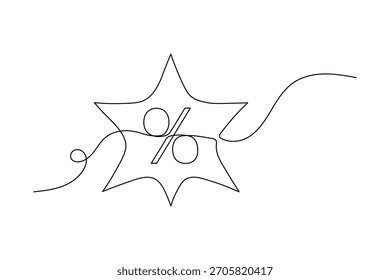 Icono de porcentaje en negrita símbolo de una línea continua dibujo gráfico de Ilustración vectorial minimalista