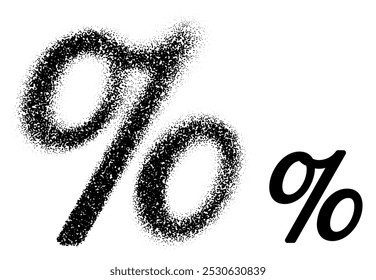 Bold percent sign with a grainy textured effect and clean version. Ideal for sales and promotions. Vector illustration.