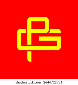 Fettes PG-Monogramm-Symbol in Gelb auf rotem Hintergrund - Modernes abstraktes Logo-Design