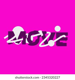 Bold Pink Glitched Move Text typography with Intertwined Line and Bubble Effect