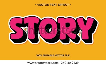 Bold Pink Story Text Effect on Orange Background Vector Design