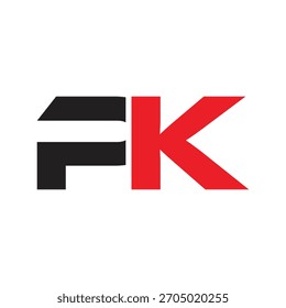 Letra PK em negrito Design de vetor de logotipo. Monograma Dinâmico para Esporte, Automotivo, Tech Branding. Símbolo Inicial Vermelho e Preto Moderno.