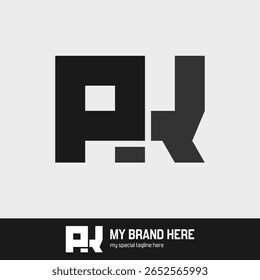 Bold PK monogram logo with sharp geometric lines forming the letters P and K. Modern, minimalist design ideal for branding, logos, and identity. Editable vector format.
