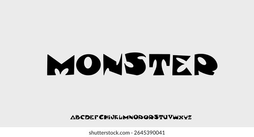 A bold and playful display font with quirky monster shapes. Perfect for Halloween, kids, games, spooky titles, and fun cartoon designs. Eye-catching and full of character