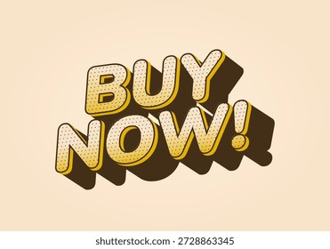 Un Diseño gráfico OBTENER AHORA atrevido y lúdico con el texto '! en un esquema de color amarillo y beige con un efecto de sombra.