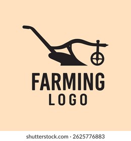 A bold plow tool silhouette logo design combined with a customizable farming logo name, perfect for traditional agriculture, farm equipment businesses, organic branding, and rural product labels.
