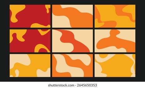 Bold pop art inspired explosion shapes in high-contrast neon colors. Perfect for comic style designs, retro themes, or energetic visual branding.