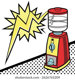 Bold Pop Art Tabletop Water Dispenser with a Glass Tank and a Dripping Water Effect