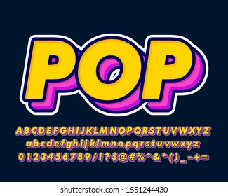 Bold pop art text effect with simple color design for pop music and arts, poster banner and flyer design