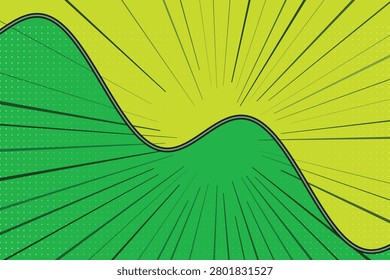 Bold pop sunburst waves in green-yellow gradient popart
